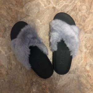 VS PINK Fuzzy Slides